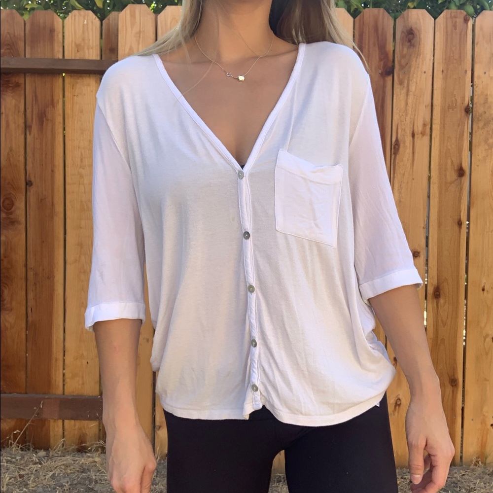 Urban outfitters white open back, button shirt